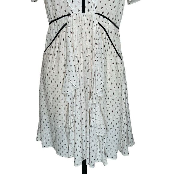 Maje White Princess  Ruffle Front Mini Dress | Size M - Picture 4 of 14